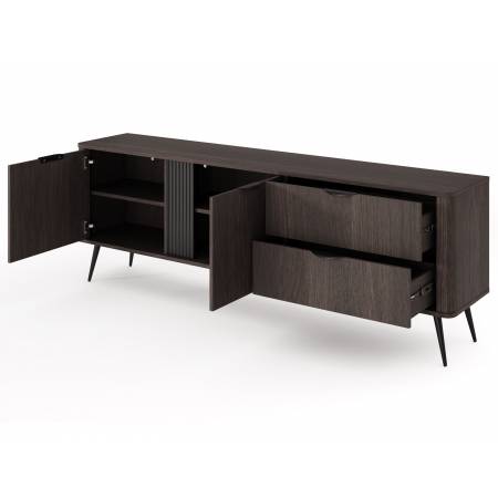 Szafka pod telewizor 195 cm ryflowana listwa VIRGO dąb dunin + czarny